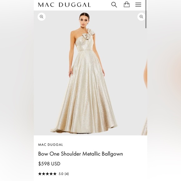 Mac Duggal
Bow One Shoulder Sleeveless Metallic Ball Women's Gown Size 4 - Picture 4 of 5